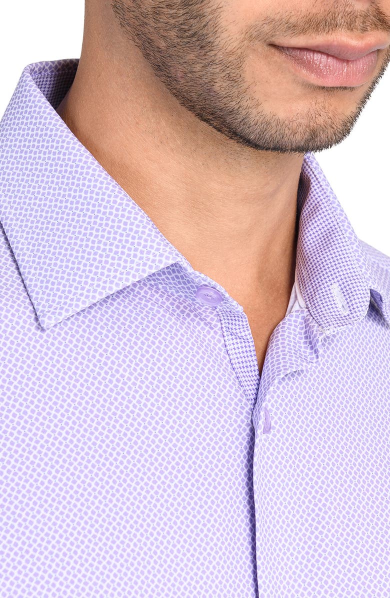 W.R.K Slim Fit Abstract Print Performance Dress Shirt, Alternate, color, Purple