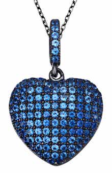 SUZY LEVIAN Blue Sterling Silver CZ Heart Pendant Necklace