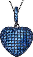 SUZY LEVIAN Blue Sterling Silver CZ Heart Pendant Necklace