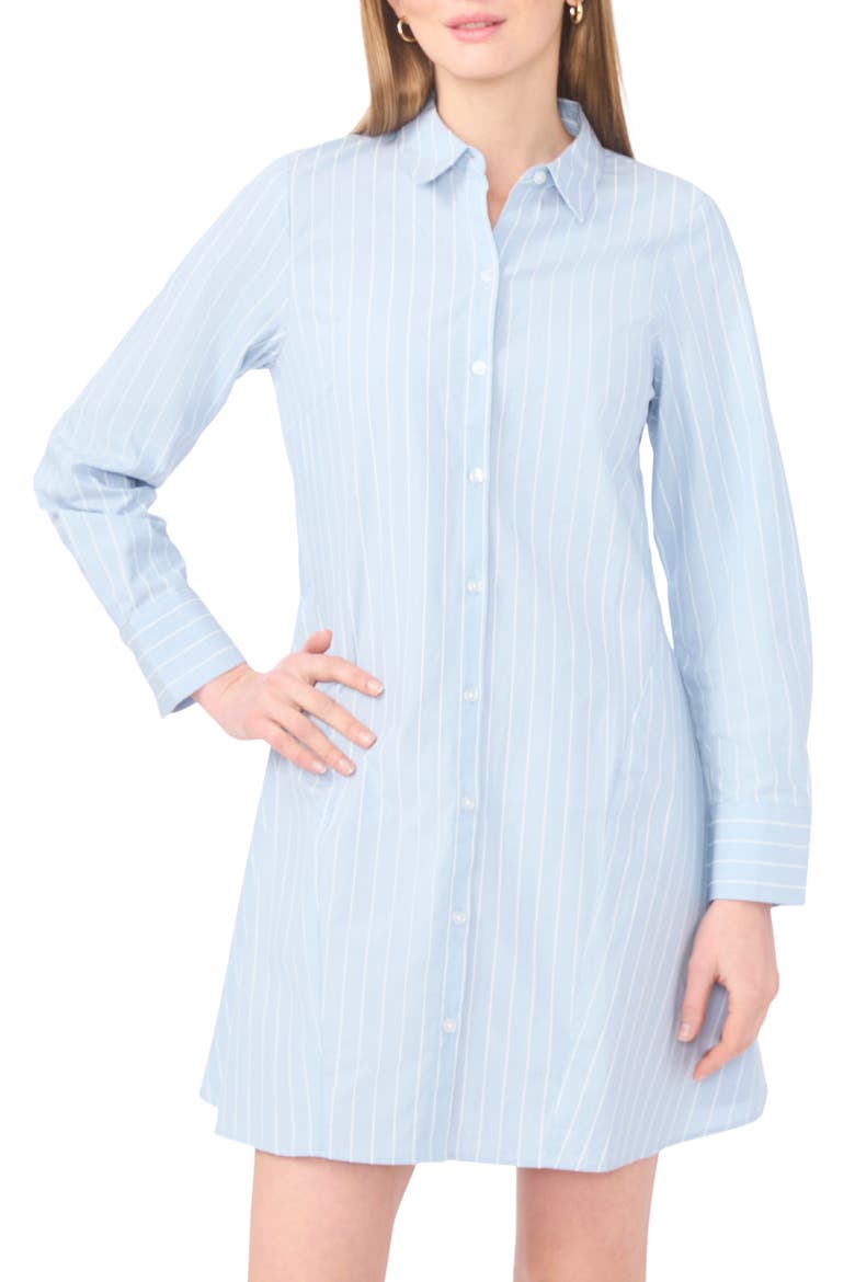 Stripe Long Sleeve Cotton Shirtdress, Alternate, color, BLUE DENIM