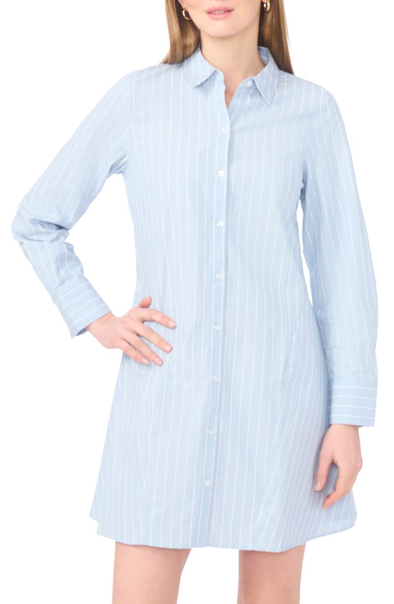 1.STATE Stripe Long Sleeve Cotton Shirtdress, Alternate, color, Blue Denim