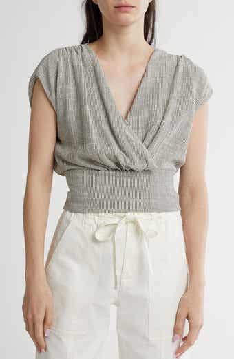 Renee C Stripe Smocked Back Top