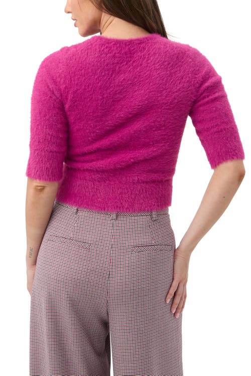 Trina Turk Maliah Fuzzy Elbow Sleeve Sweater In Purple