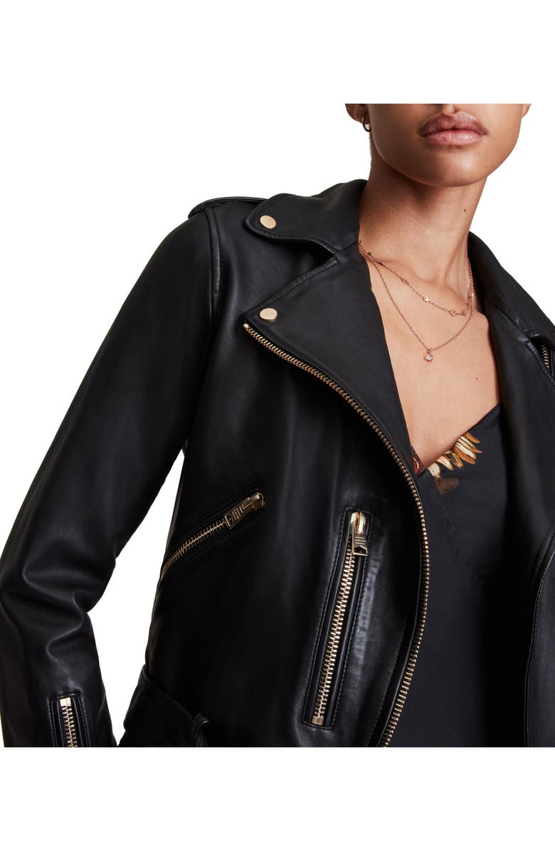 AllSaints Balfern Gold Leather Biker Jacket, Alternate, color, 