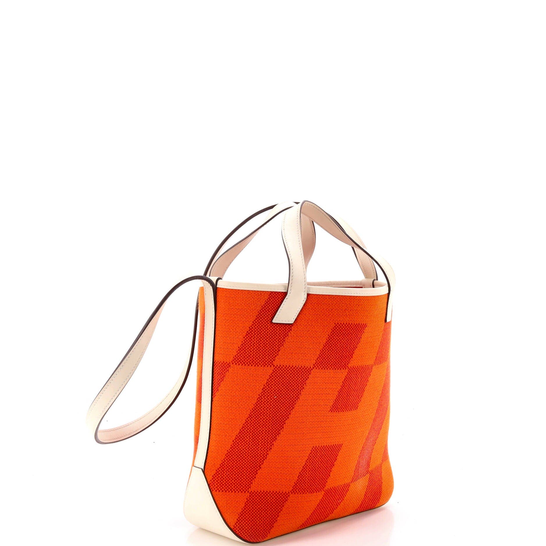 Cabas H en Biais Tote Canvas with Leather 27, Alternate, color, Orange
