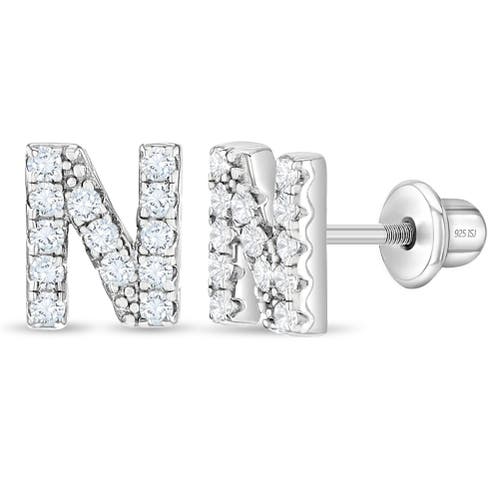 Shop In Season Jewelry Cubic Zirconia Letter Initial Earrings In Letter N