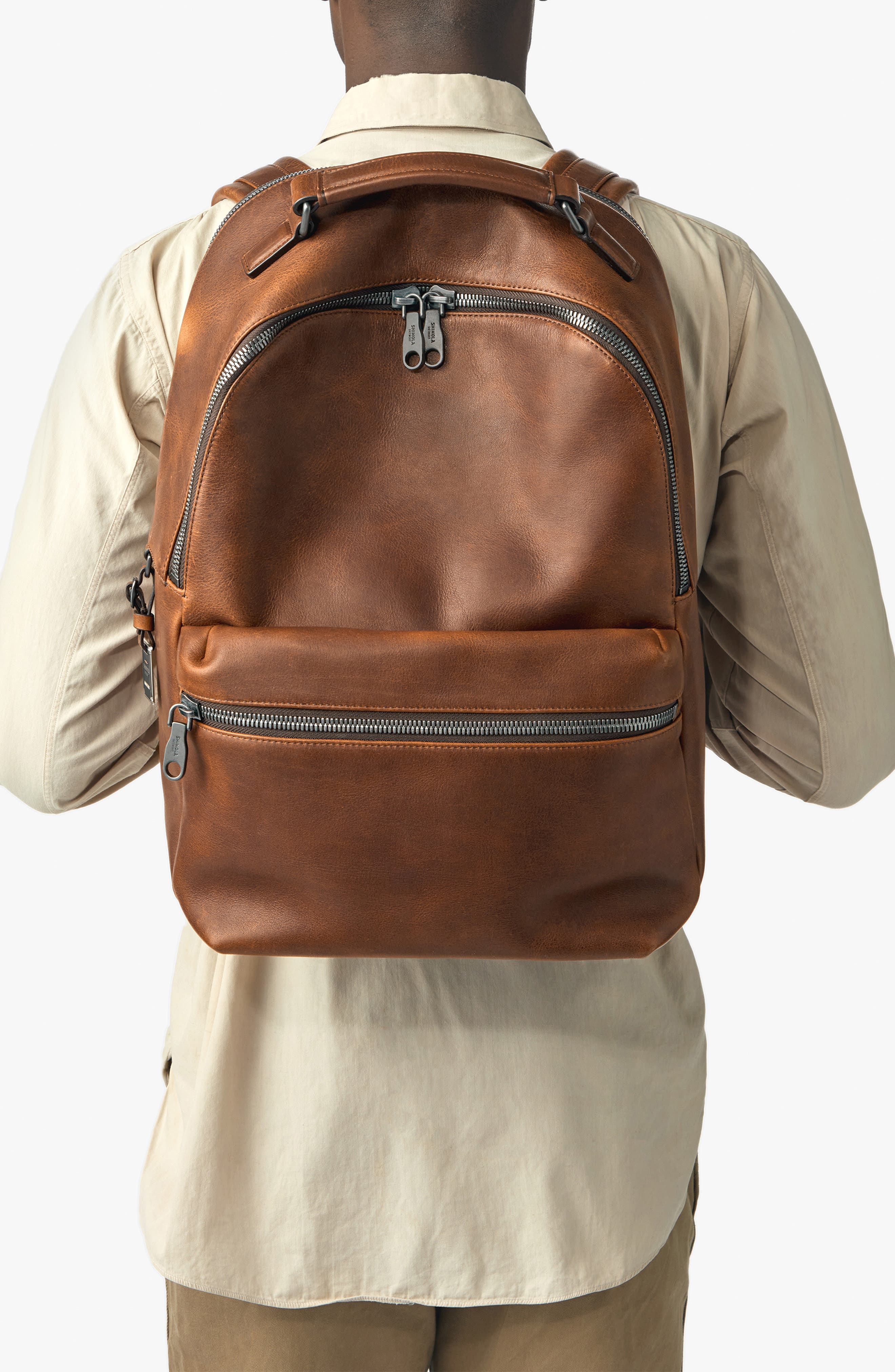 Shinola Runwell Leather Backpack, Alternate, color, Medium Brown