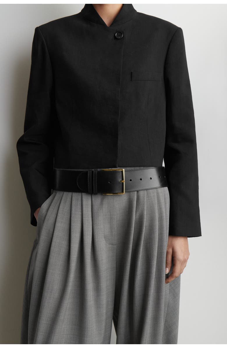 COS Low-waist Wide Leather Belt, Alternate, color, Black