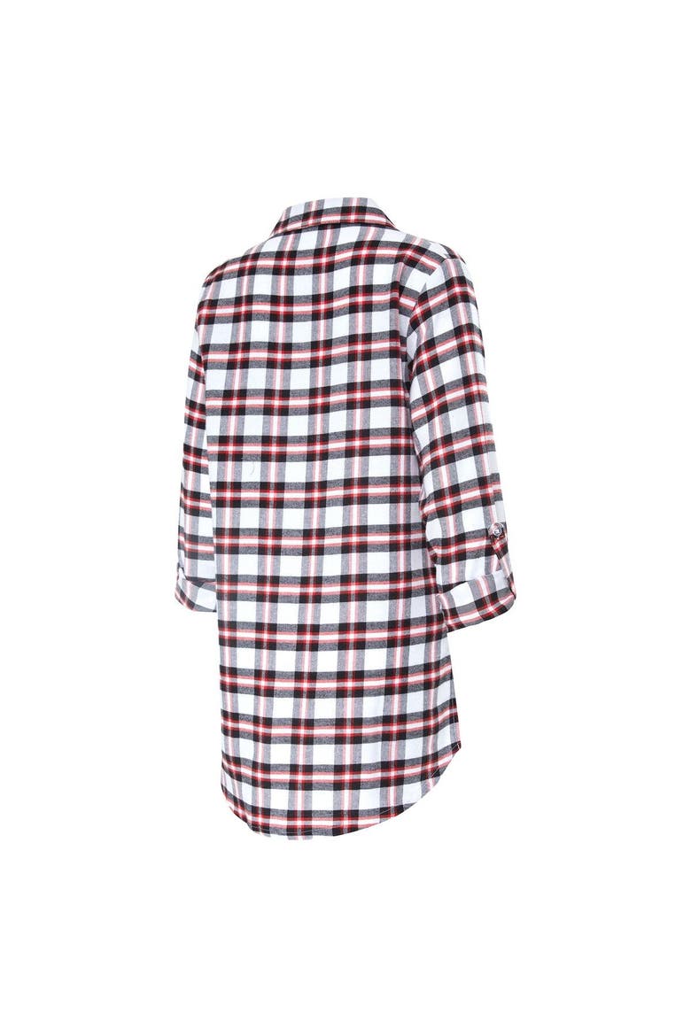 Women's Concepts Sport Black Arizona Cardinals Sienna Plaid Full-Button Long Sleeve Nightshirt, Alternate, color, Black