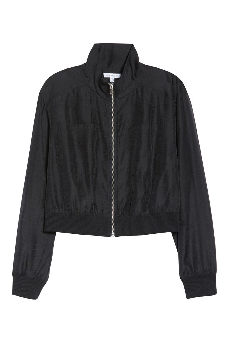 Sheer Crop Bomber Jacket, Alternate, color, BLACK001