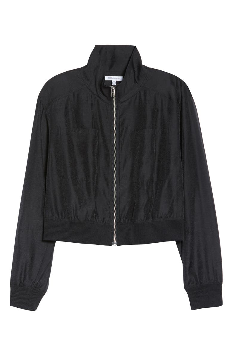 Good American Sheer Crop Bomber Jacket, Alternate, color,