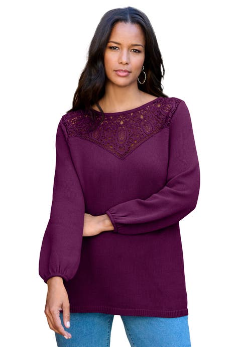 Lace Mesh Pullover Sweater