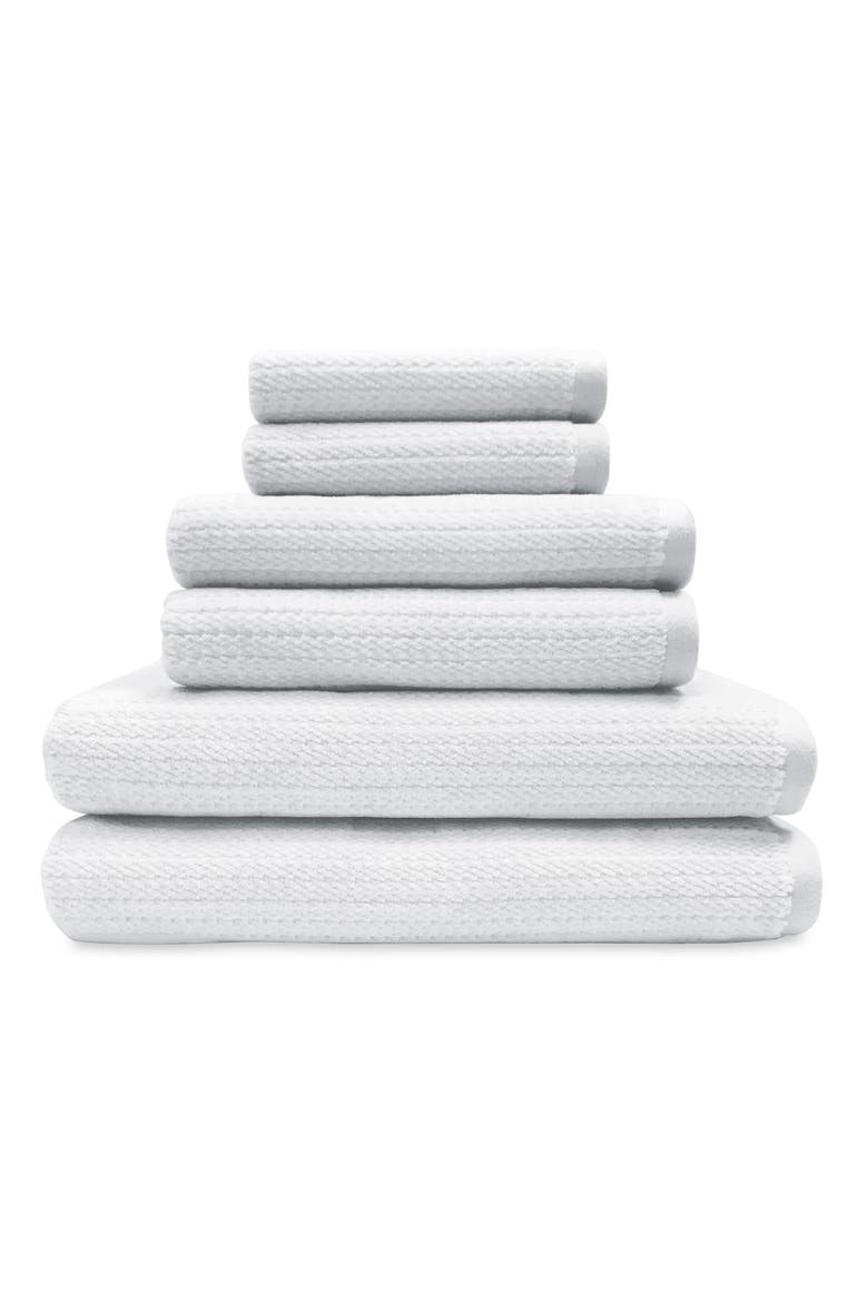 Mingled Stripe Set of 6 Towels, Main, color, GREY