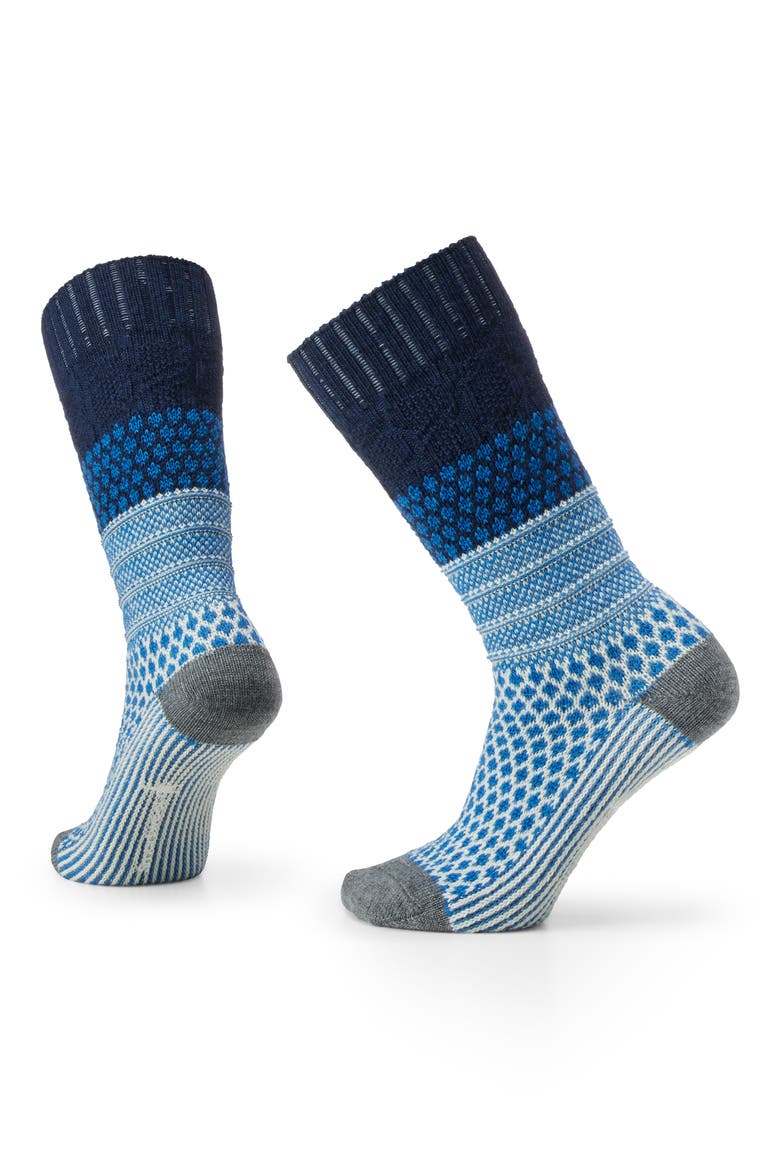 Everyday Popcorn Cable Crew Socks, Main, color, DEEP NAVY