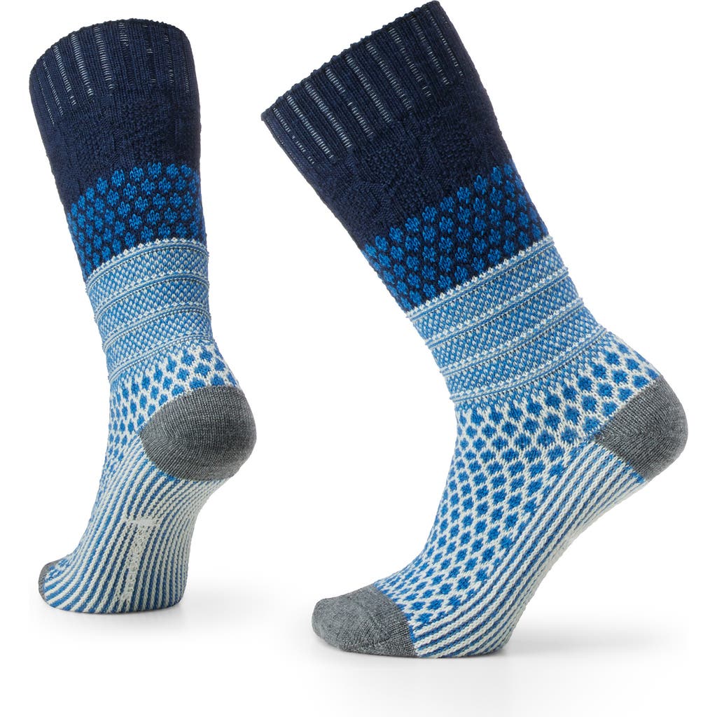 Smartwool Everyday Popcorn Cable Crew Socks In Blue