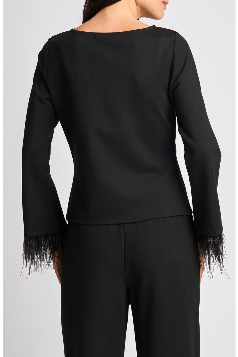 Feather Cuff Boatneck Top, Alternate, color, RICH BLACK 060