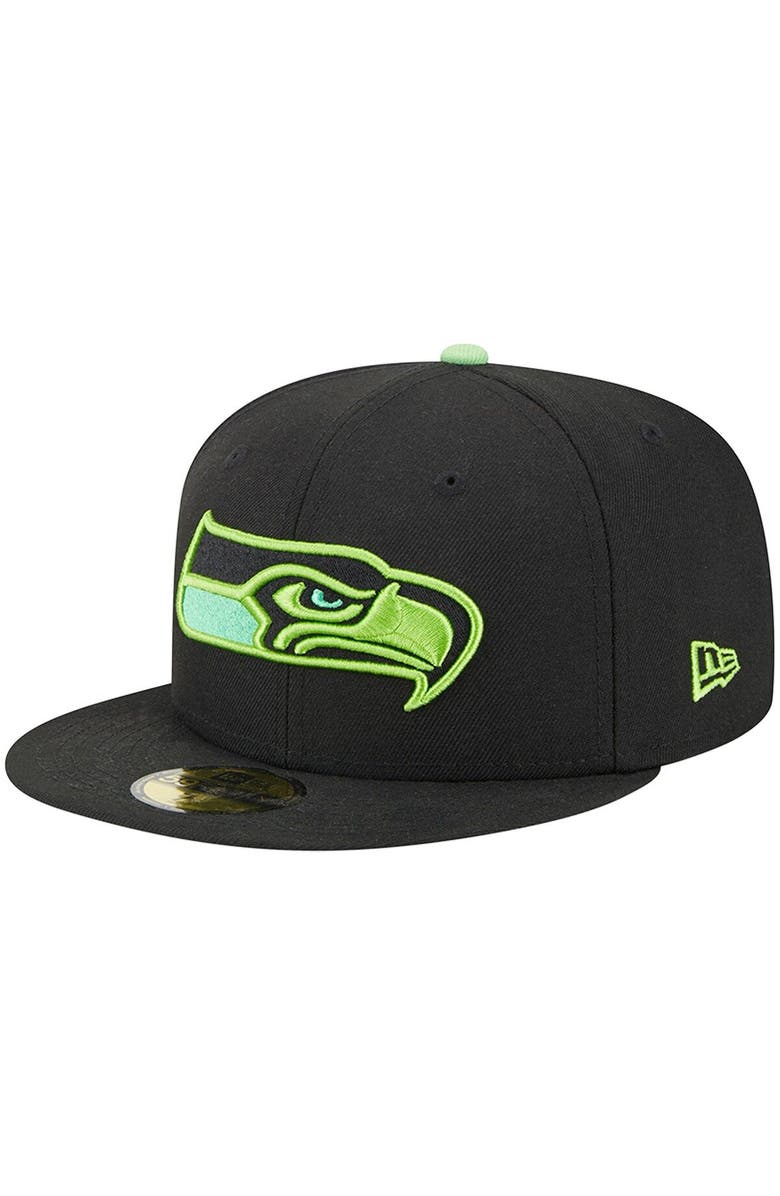 New Era Men's New Era Black Seattle Seahawks Pop 59FIFTY Fitted Hat, Alternate, color,