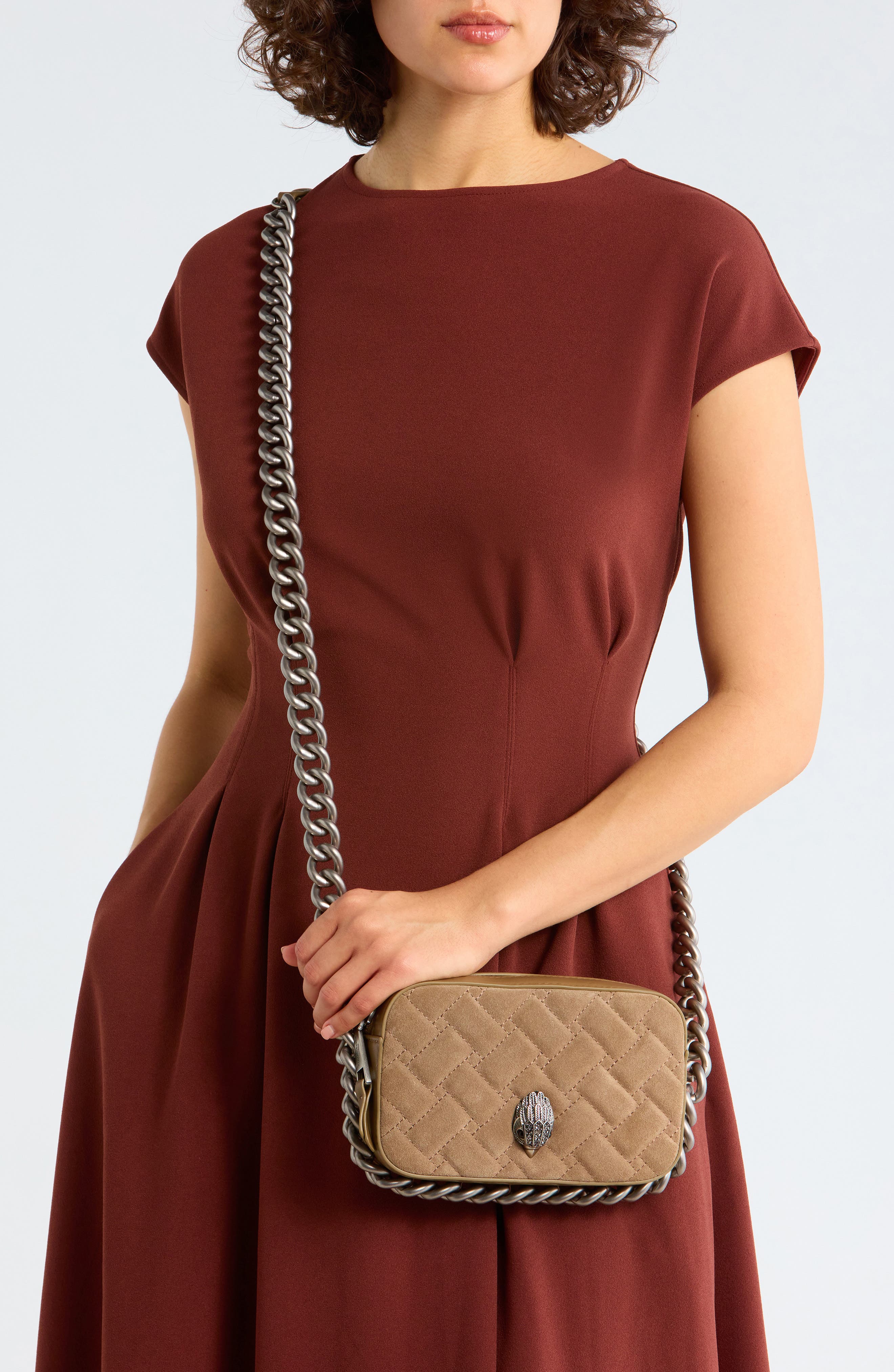 Kurt Geiger London Small Kensington Leather Camera Bag, Alternate, color, Taupe
