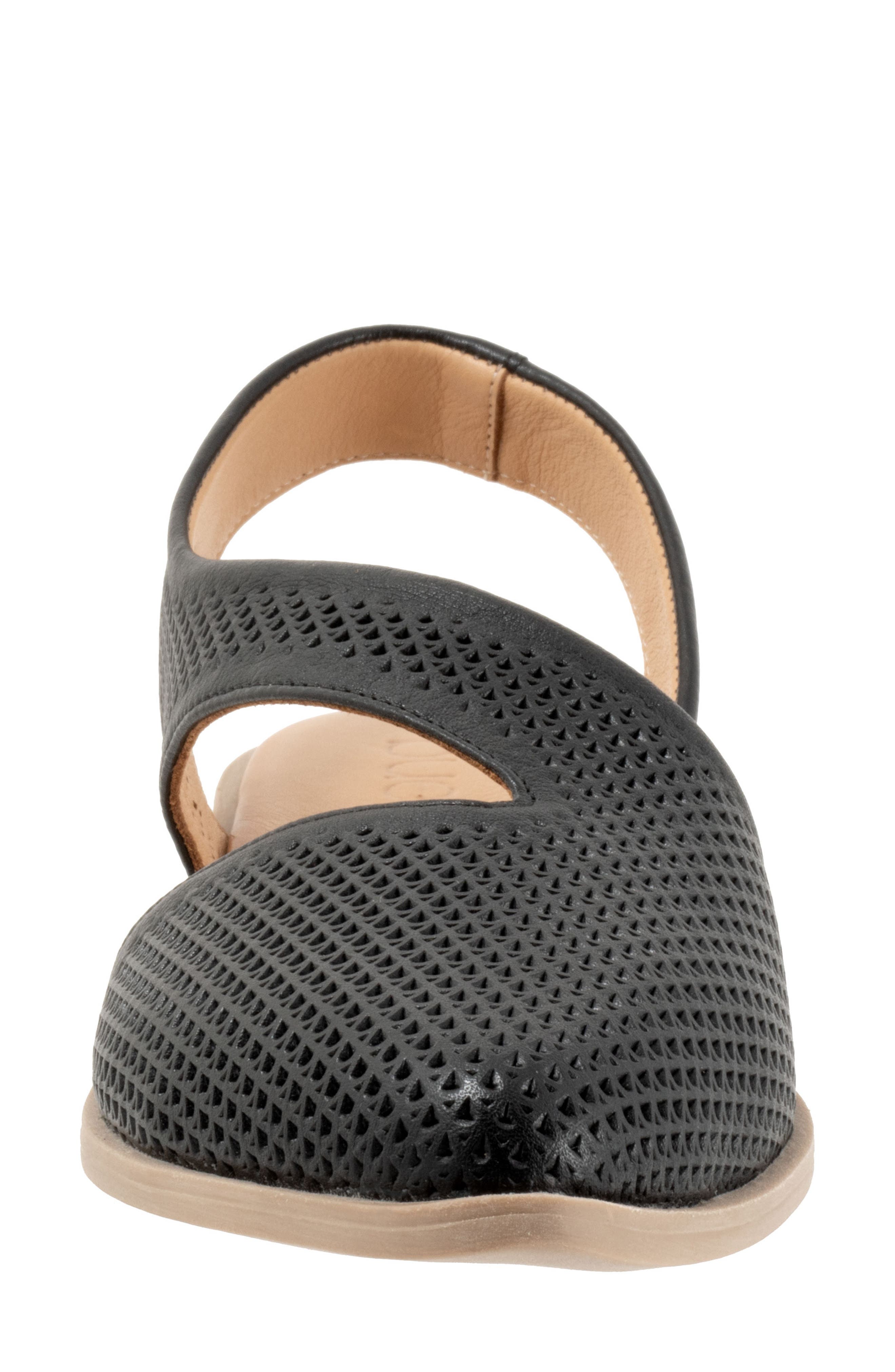 Bueno Bianca Perf Slingback Pointed Toe Flat, Alternate, color, Black