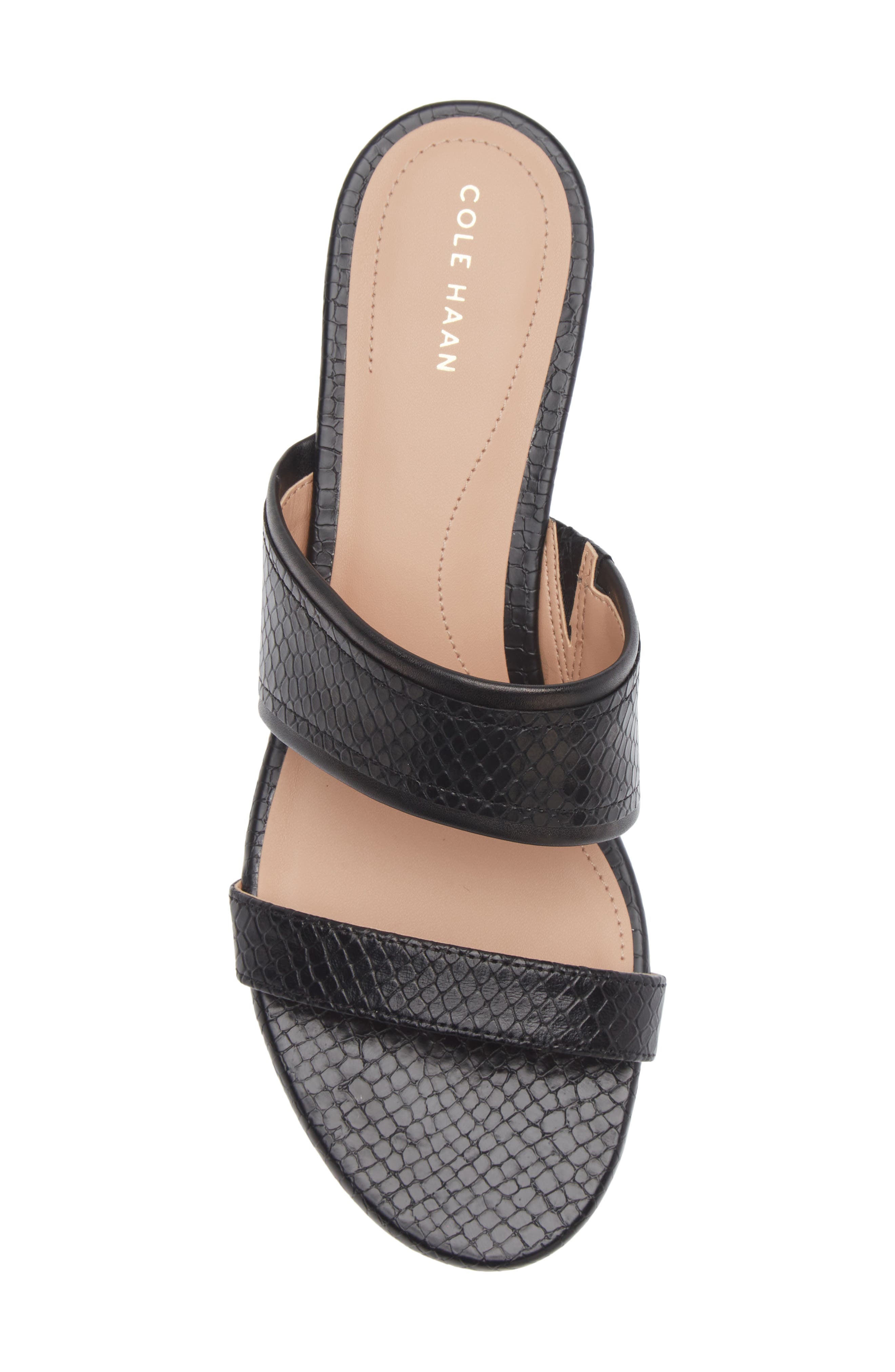 Cole Haan Fionna Wave Double Band Slide Sandals, Alternate, color, Black Snake Print Leather