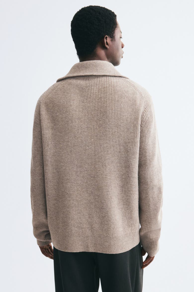 Regular-fit Half-zip Wool Sweater, Alternate, color, Beige