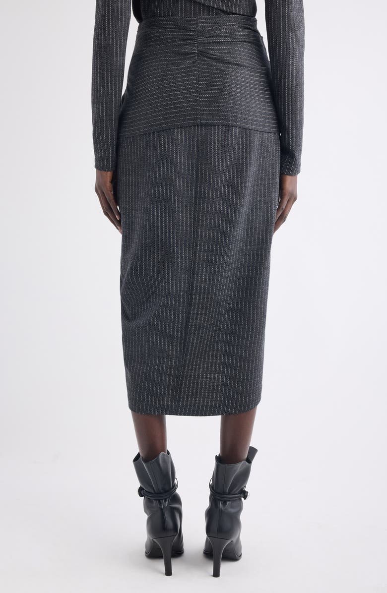 Isabel Marant Reilly Pinstripe Wool Blend Faux Wrap Skirt, Alternate, color, Anthracite