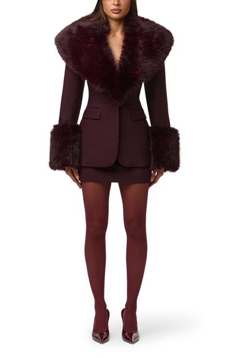 Faux Fur Trim Blazer