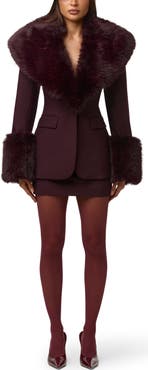 Naked Wardrobe Faux Fur Trim Blazer