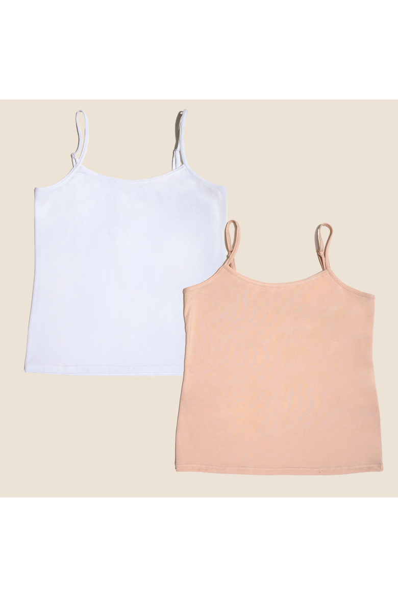 Luna Cotton Cami 2-Pack, Main, color, Buff and White