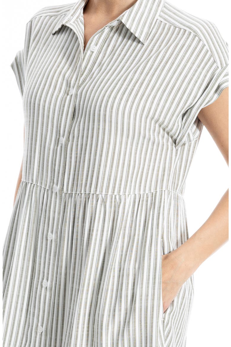 Tiered Maxi Shirtdress, Alternate, color, IVORY/ OLIVE STRIPE
