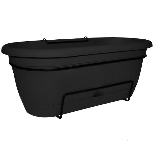 Bloem 19.25 Inch Lucca Oval Window Box Planter, Black In Black