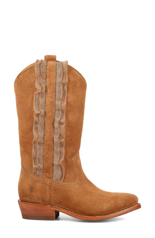 Frye Billy Suede Ruffle Western Boots In Almond