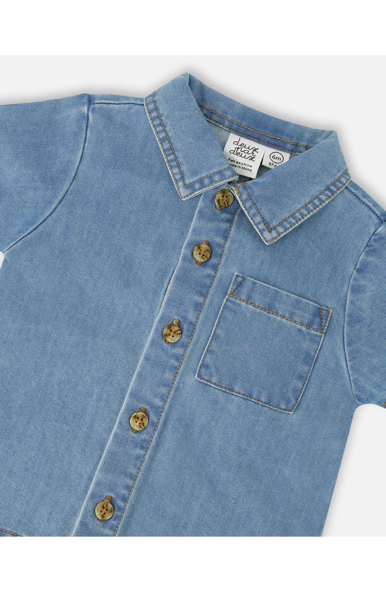 Deux par Deux Light Blue Chambray Top and Short Set, Alternate, color, Light Blue Denim