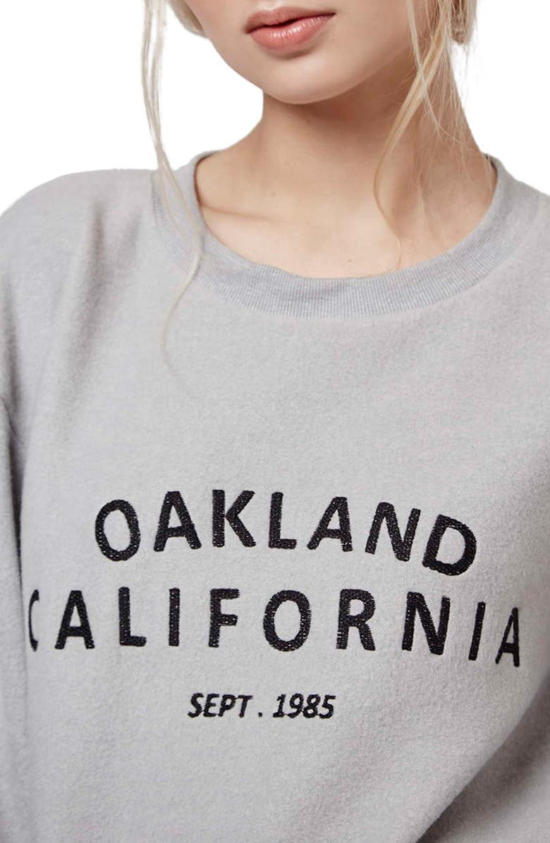 Topshop 'Oakland' Crewneck Sweatshirt, Alternate, color, 