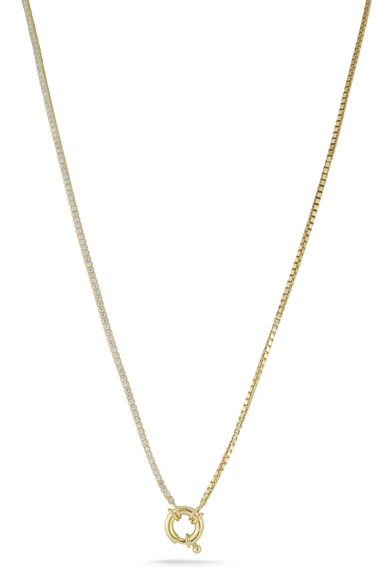 Cubic Zirconia Spring Ring Pendant Necklace, Main, color, GOLD