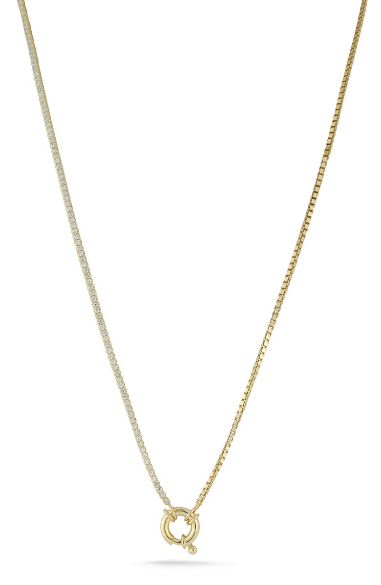 CHLOE AND MADISON Cubic Zirconia Spring Ring Pendant Necklace, Main, color, Gold