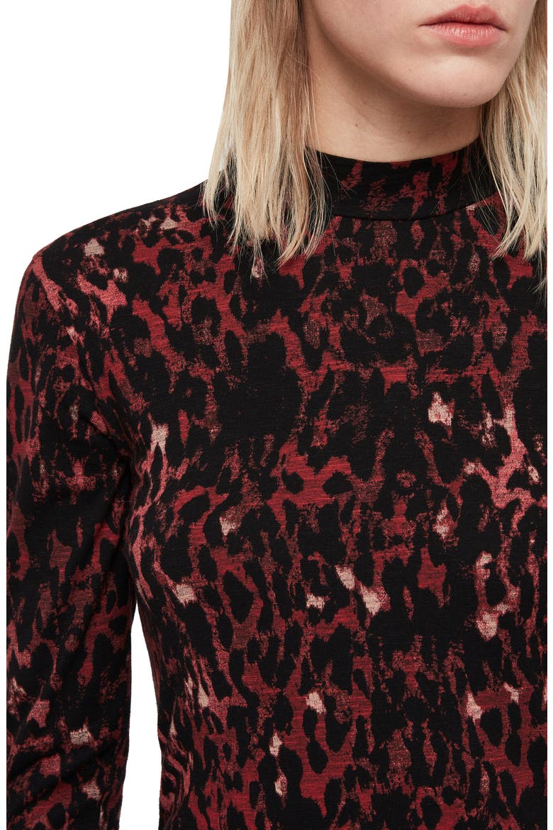 Leopard Red Kiara Shirt, Alternate, color, BLACK