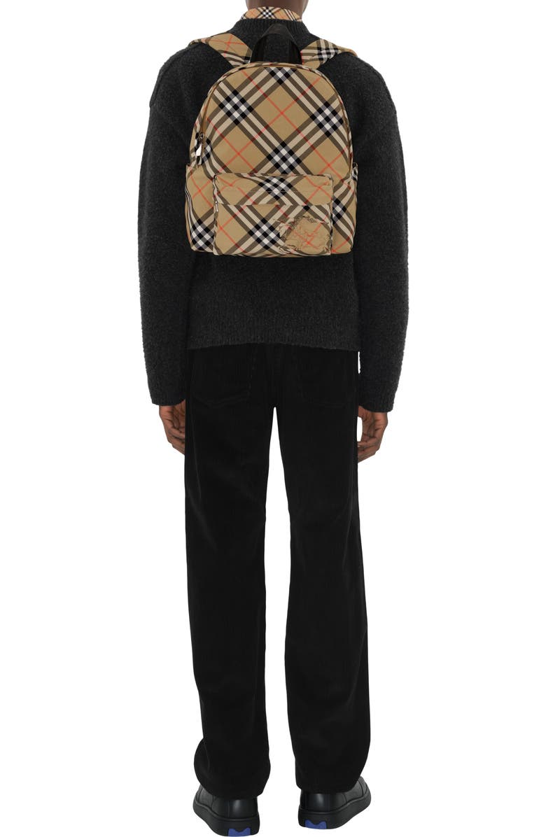 Burberry Small Check Backpack, Alternate, color, Sand