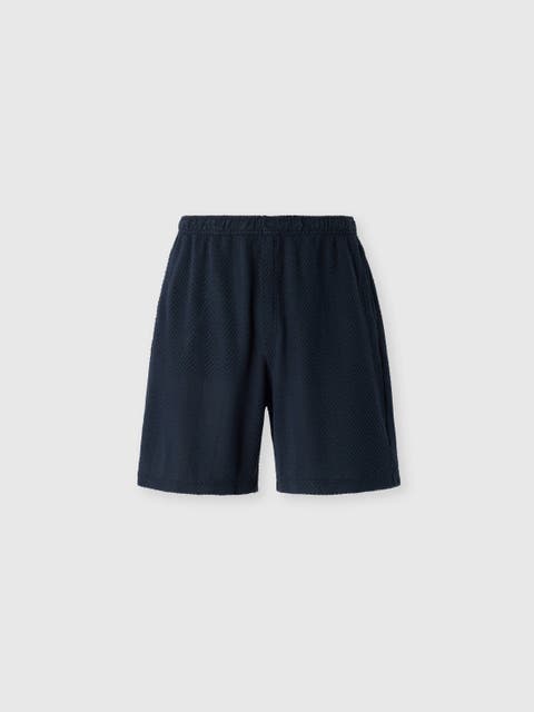 Tone-on-tone Chevron Cotton And Viscose Bermuda Shorts