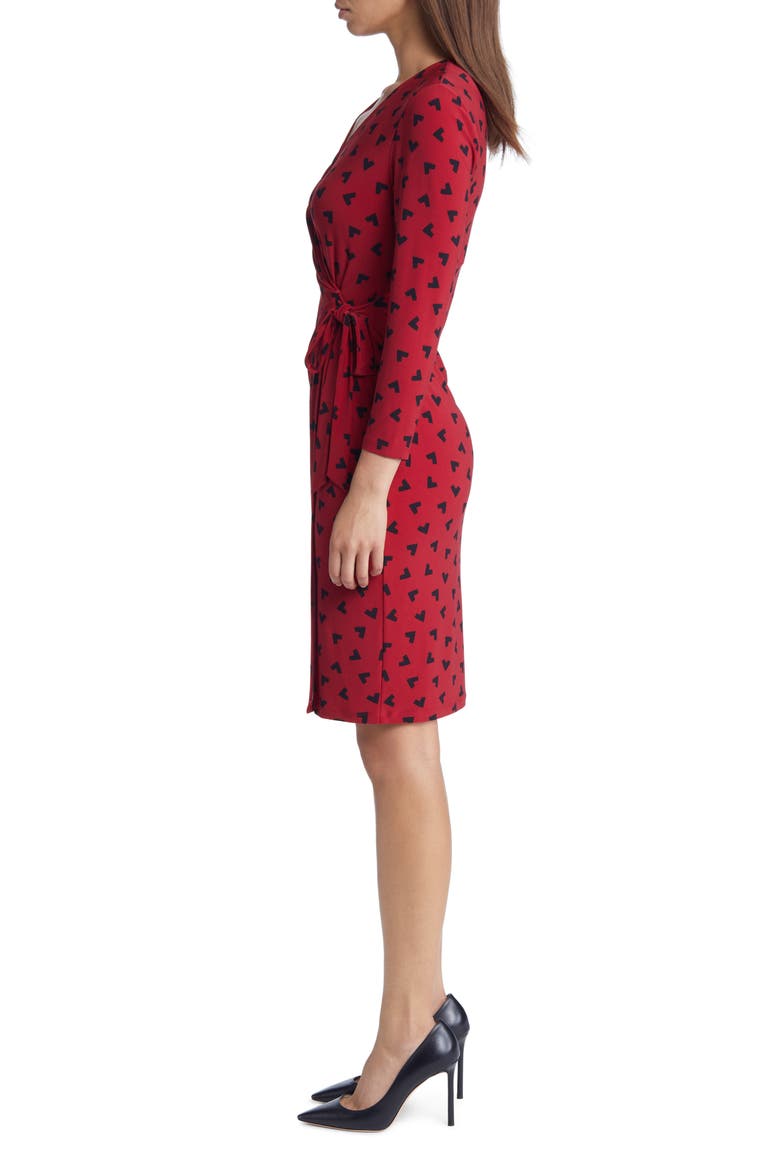Heart Print Long Sleeve Wrap Dress, Alternate, color, TITAN RED/ ANNE BLACK