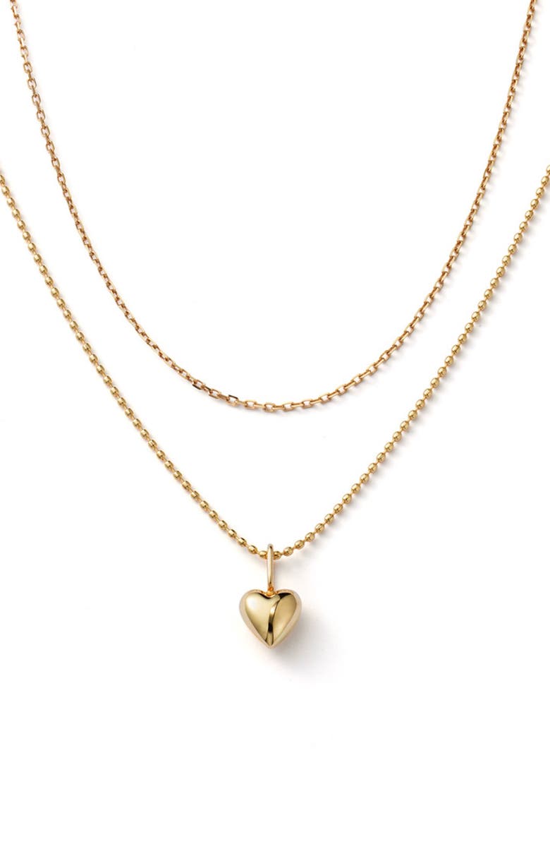 Ana Luisa Heart Necklace - Gold Beaded Heart Set, Main, color, 