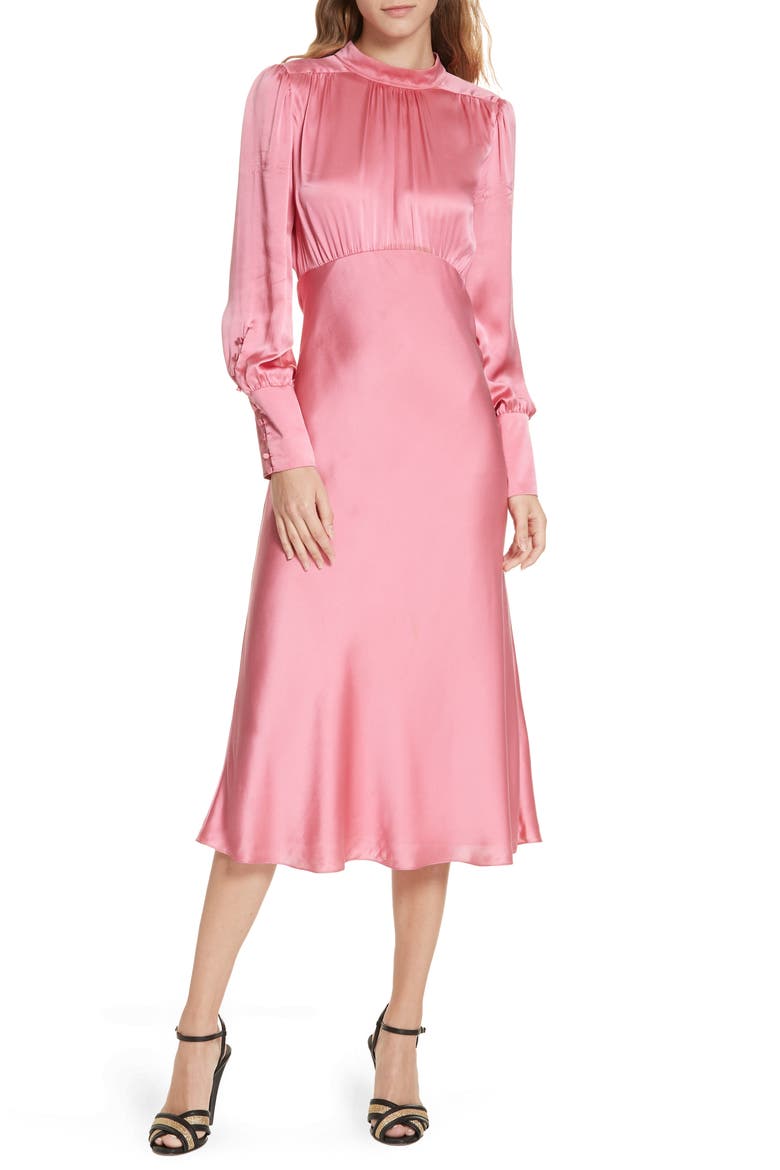 Elsie Silk Midi Dress, Main, color, PINK