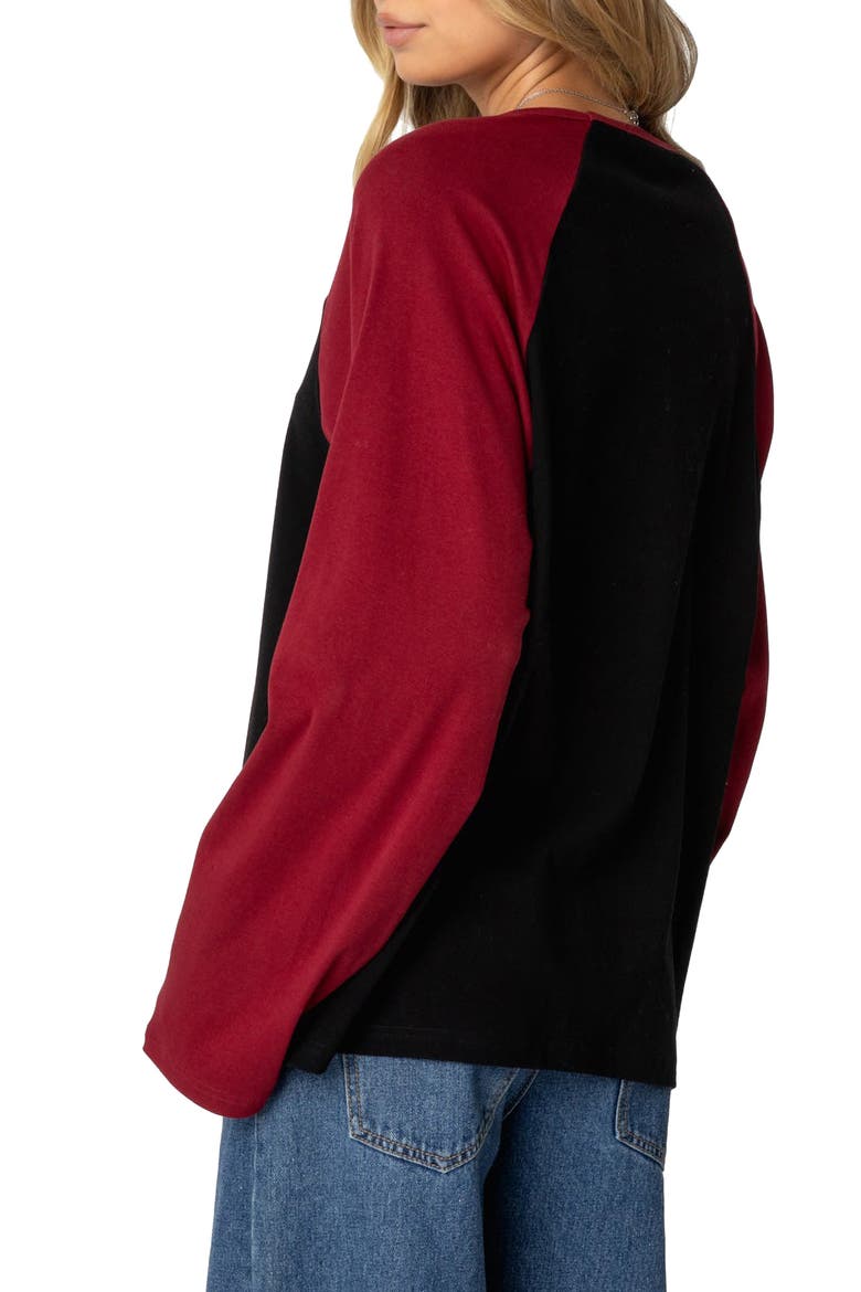 Oversize Long Sleeve Stretch Cotton T-Shirt, Alternate, color, BLACK