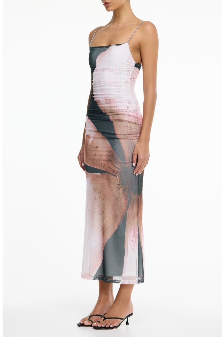 Verona Abstract Print Mesh Body-Con Dress, Alternate, color, CHARCOAL PETAL GARDEN
