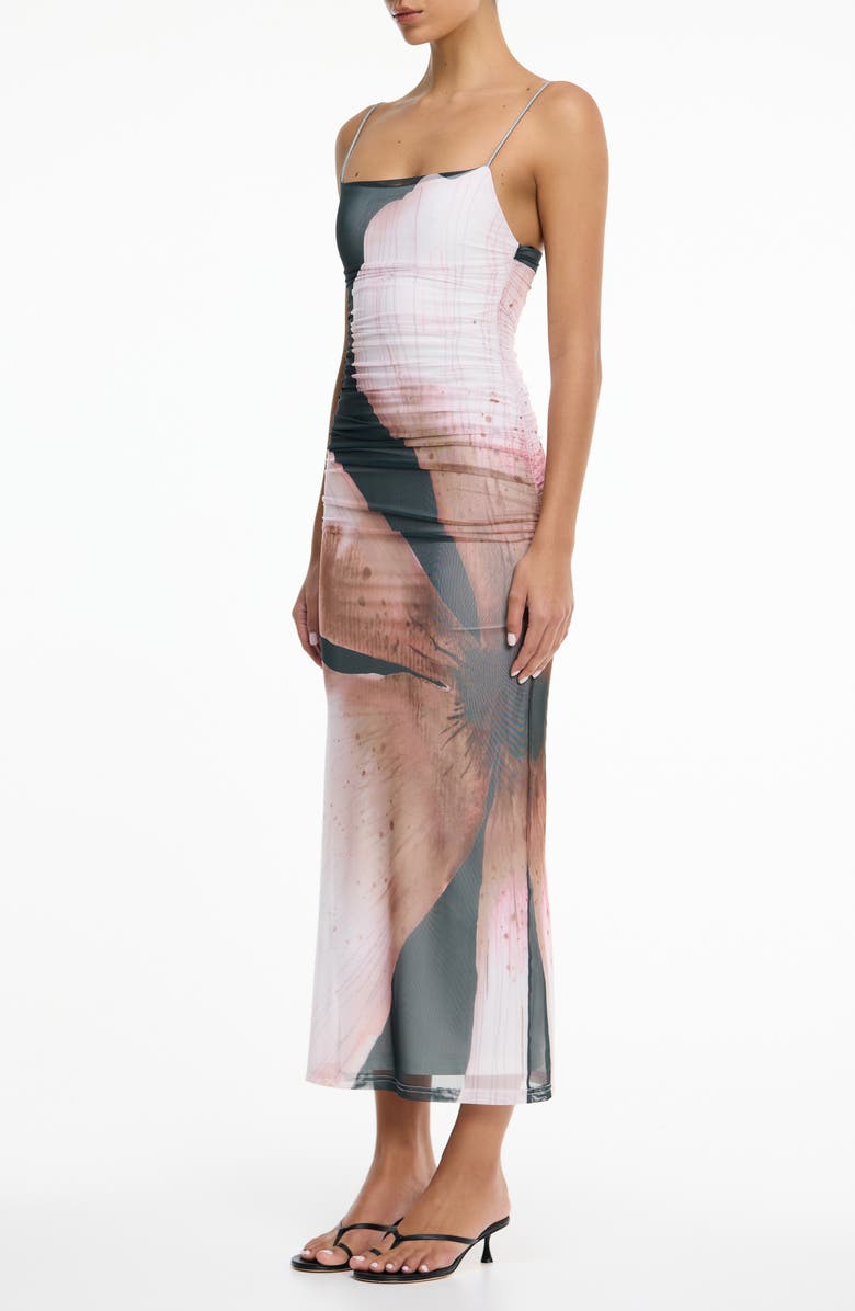 Significant Other Verona Abstract Print Mesh Body-Con Dress, Alternate, color, Charcoal Petal Garden
