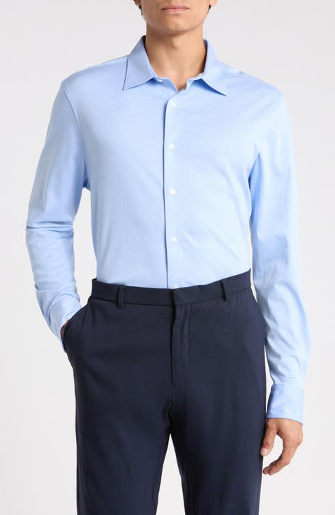Tiller Lux Cotton Knit Button-Up Shirt