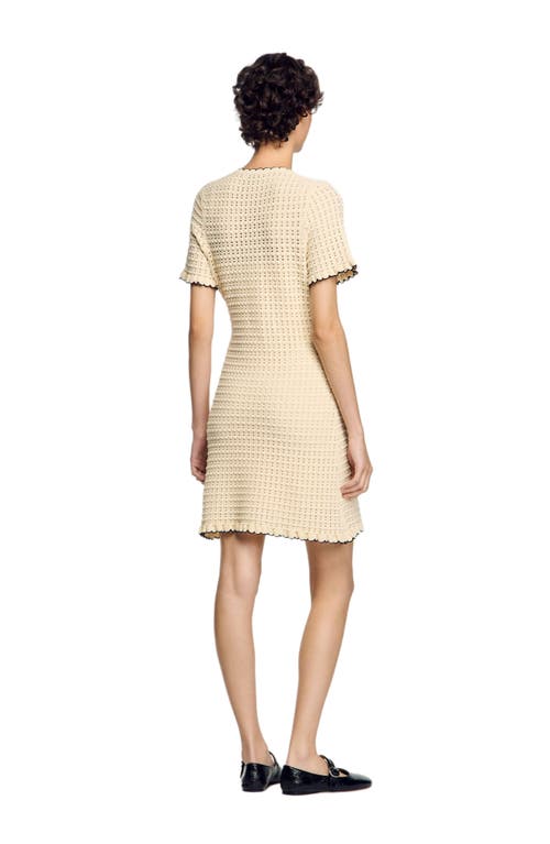 Sandro Open Knit Mini Dress In Vanilla