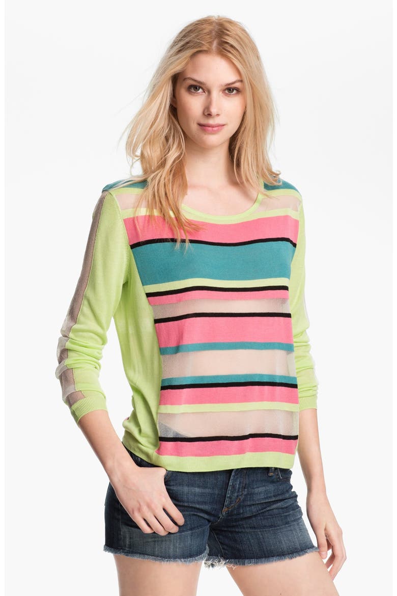 Neon Sheer Stripe Sweater, Main, color, PREP STRIPE