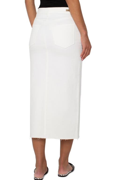 Liverpool Los Angeles Raw Hem Denim Maxi Skirt In Bone White