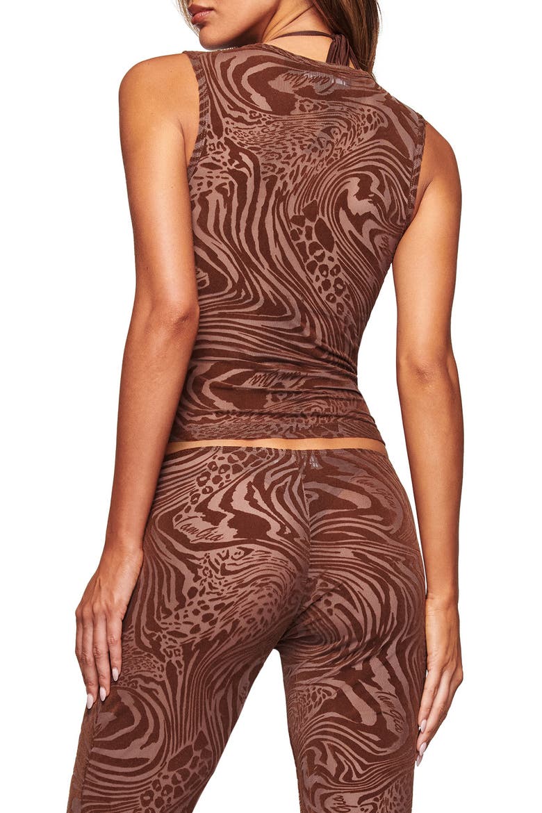 Amina Burnout Print Crop Tank, Alternate, color, CHOCOLATE BROWN